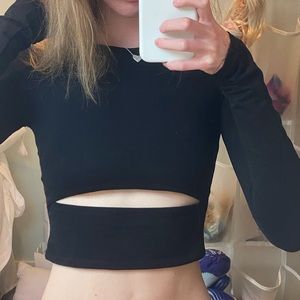 Black cut out tee